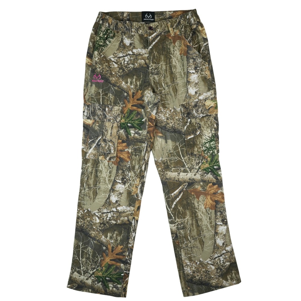 Realtree Edge Camo Cargo Pants Womens Medium Brown Pink Logo Hunting Gorpcore